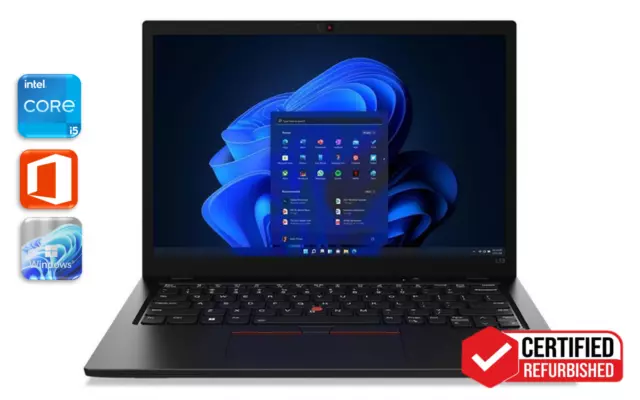 Lenovo ThinkPad L13 14" i5-1135G7 8GB 256GB NVMe Windows 11 Laptop Iris Xe