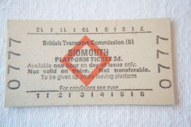 Sidmouth British Rail BTC Platform Railway Train Ticket