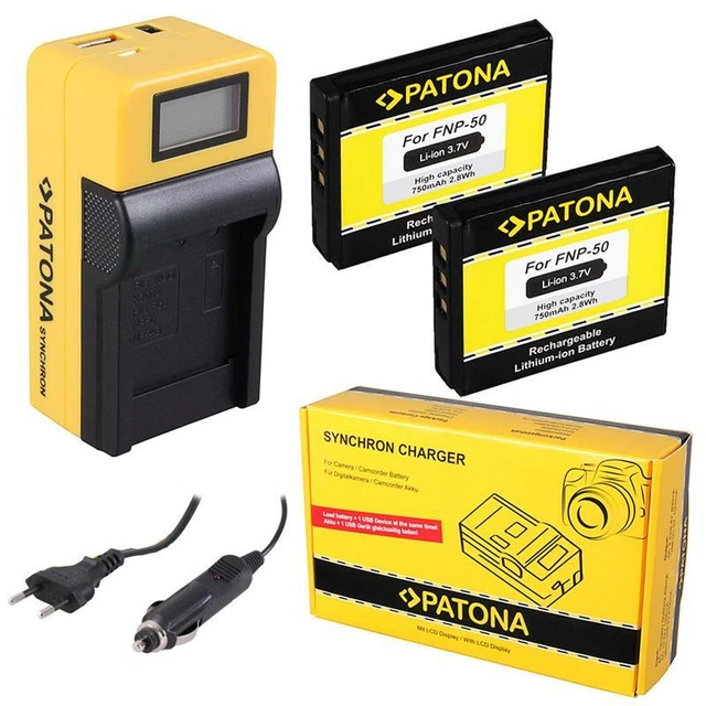 2x Batteria + caricatore Synchron LCD USB per Fujifilm Finepix F100fd,F200exr
