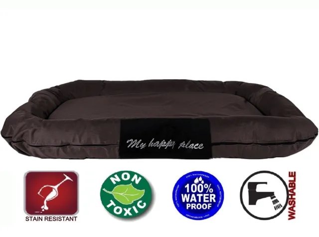 XXL Extra Large Durable Bolster Pet Dog Bed Waterproof Oxford Cover 54X37" Brown 2