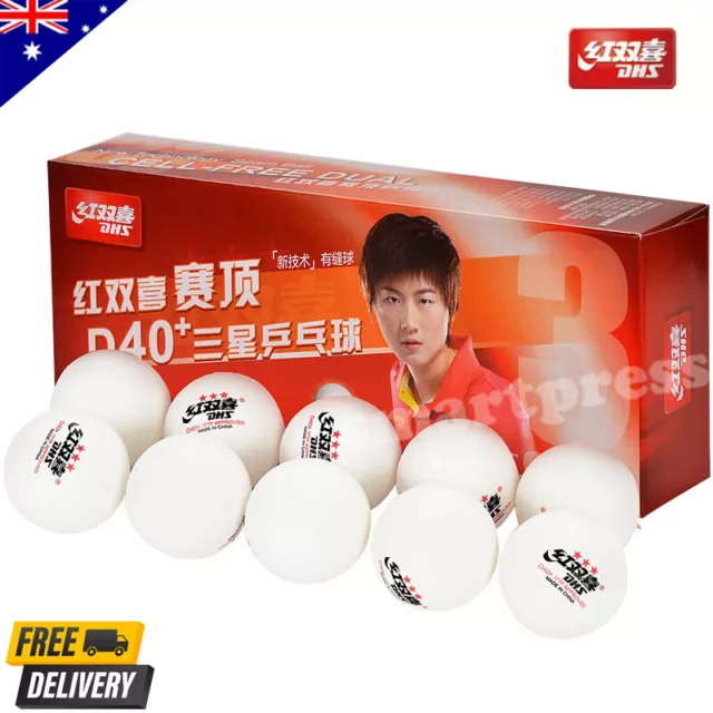 10Pcs DHS 3-Star D40+ Table Tennis ABS White PingPong Balls ITTF Approved