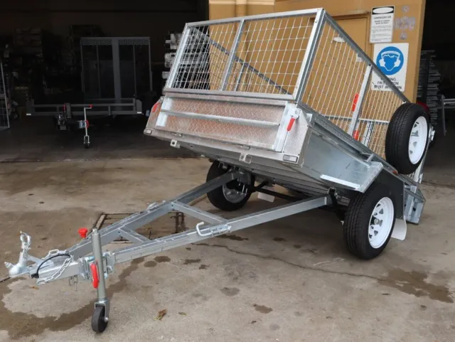 7x4 Galvanised Single Axle Box Trailer | 2ft cage | Full Checkerplate | Brisbane