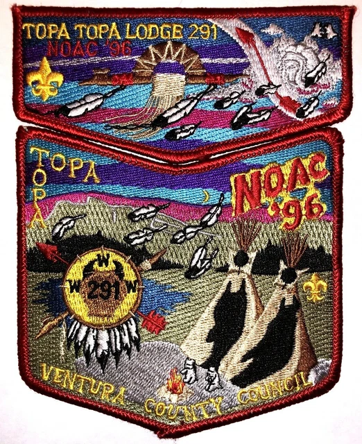 Lodge # 291 Topa Topa Red Brd Ventura County Council 2 pc OA Flap Set NOAC 1996