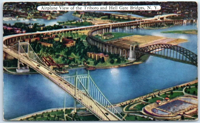 Postcard - Airplane View of the Triboro & Hell Gate Bridges, New York, USA