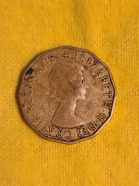 UK Great Britain Three Pence Coin 1955 Queen Elizabeth II circulated