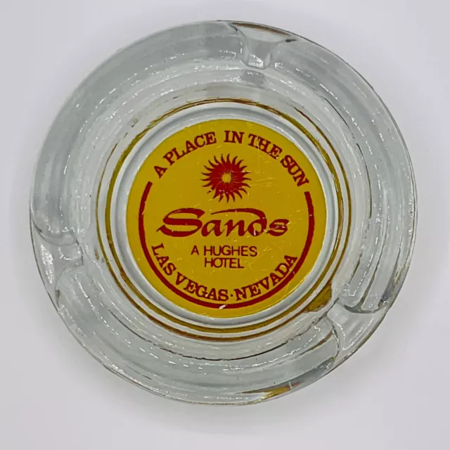 VTG Las Vegas Ashtray Sands Hotel A Place In The Sun Casino Hughes 4" Glass Cig
