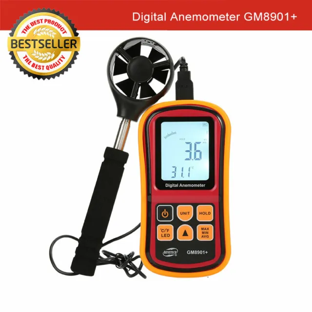 Digitaler Windmesser Thermometer Anemometer Windgeschwindigkeit Meter 0.3-45m/s