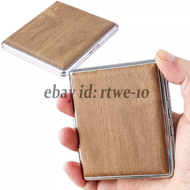 PU Leather Imitation Wood Grain Creative Cigarette Case Pocket Size Box Holder