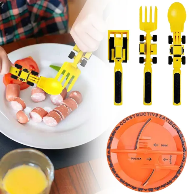 3Pcs Creative Kids Dining Tool Set Plastic Spoon Fork Portable Car Cutlery NEW