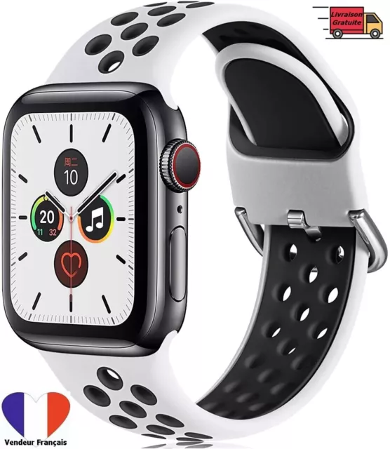 Bracelet Apple Watch Sport en Silicone 42 44 45 49mm iWatch Séries 1 à 8 et SE