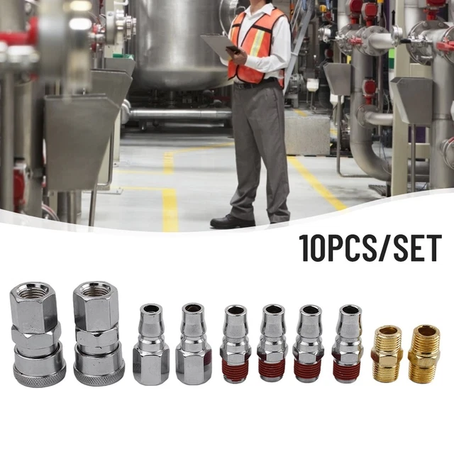10* 1/4'' BSP Air Line Hose Compressor Fitting Connectors Couplers Quick Release