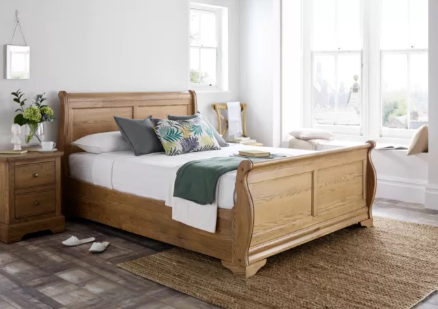 French Farm House Oak Wooden Sleigh Bed -Double/King/Superking by Time4Sleep New