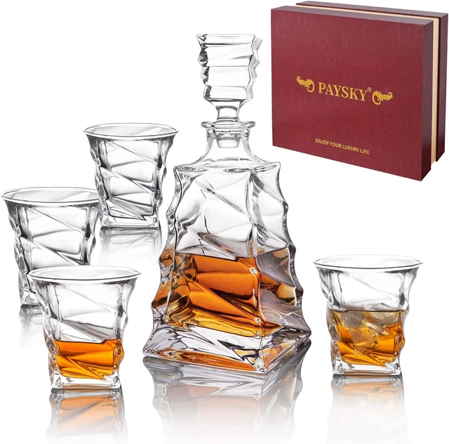 Juego de decantador de licor de whisky con conjunto de lujo decantador de vidrio de cristal