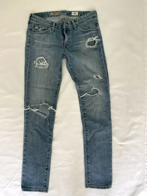 EUC Light Wash AG ADRIANO GOLDSCHMIED "THE STILT" Distressed Jeans Size 27R