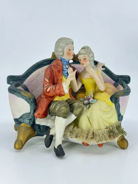 VINTAGE VICTORIAN COUPLE on Couch Hand Painted Cucci Royal Crown