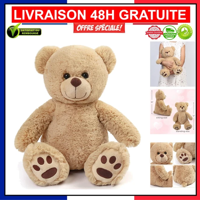 Peluche OL Olympique Lyonnais 28 X 21 Cm - Ours Blanc - Très Bon état