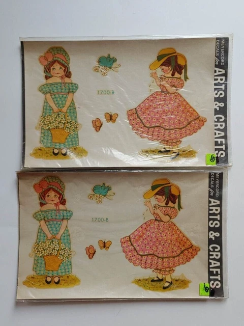 Calcomanías de Colección Meyercord para Niñas Pájaro Azul Mariposa 1700-B Nuevas en Paquete Selladas Lote de 2 EE. UU.