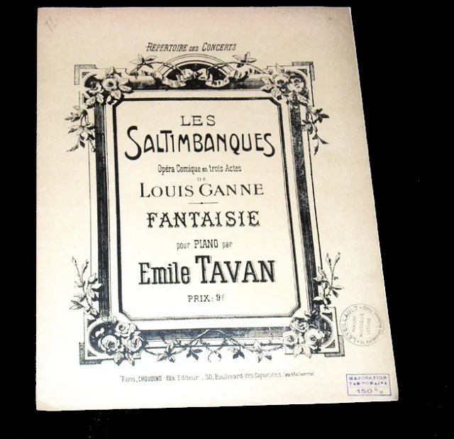 fantaisie d'après les saltimbanques de Louis Ganne partition piano 1910 E. Tavan