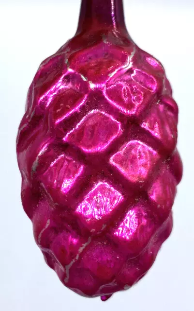 1930s Germany Feather Tree Christmas Ornament Pink Glass Pinecone Antique Vtg