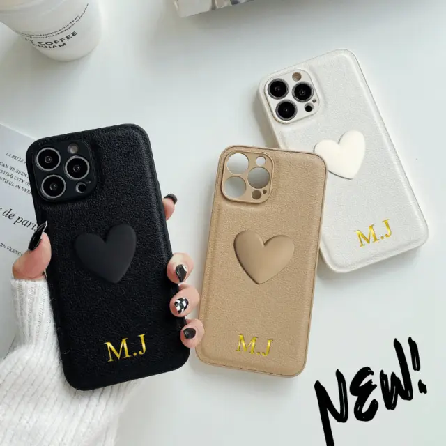 Personalized Leather Name and Initials iPhone Case iPhone 15 14 13 12 11 Pro Max