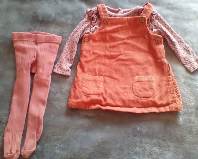 Baby Girls Dress, Top and Tights Set by Tu - Age 3 to 6 Months