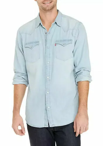 Levi's Classic Casual Sawtooth Denim Western Shirt Light Blue 3LYLW2262 NAB