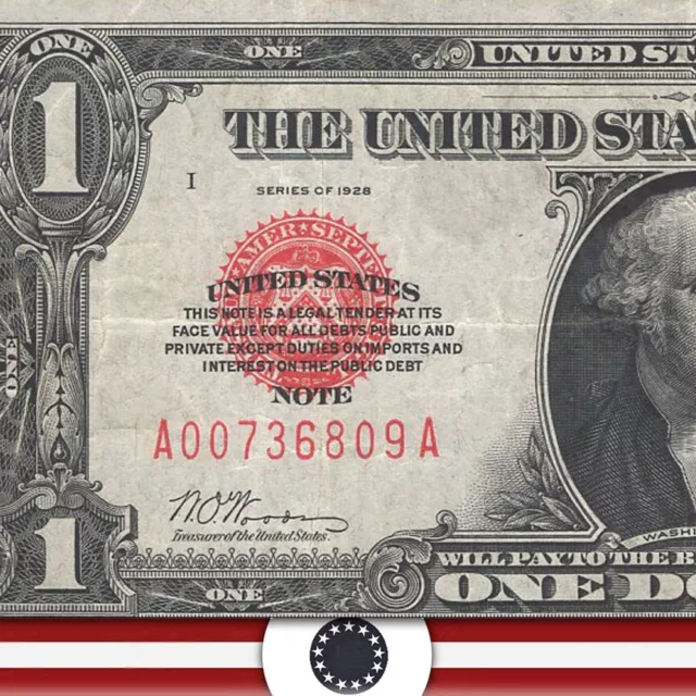 1928 $1 LEGAL TENDER NOTE  "RED SEAL" Fr 1500 36809