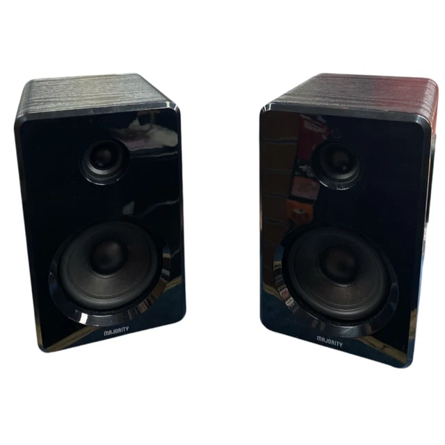 MAJORITY D50X Altavoces Activos 2.0 de 60W para PC | Altavoces HiFi de estantería con Bluetooth 5.3, HDMI ARC y AUX | Monitores de Estudio con chasis de Fibra de Carbono (Negro