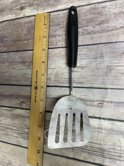Ekco Forge Stainless Steel Slanted Spatula 9.25 Short Handle yellow