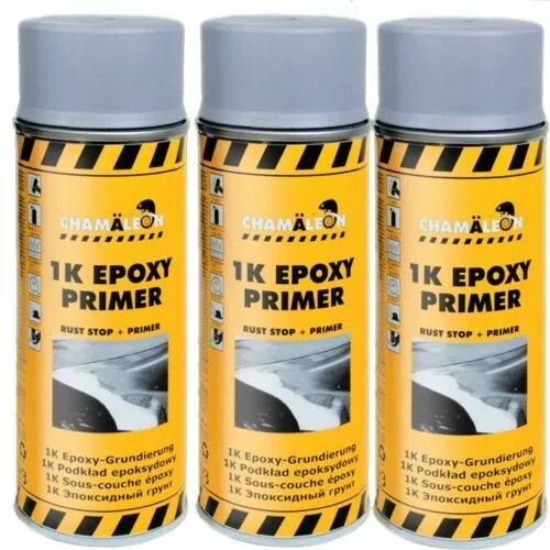 3 x 400ml 1K Grau Epoxy Primer Grundierung Spray Korrosionschutz Chamäleon