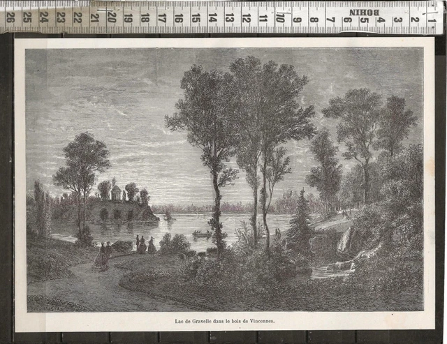 G527 / Engraving / Paris / Lac De Gravelle In The Wood Of Vinvennes