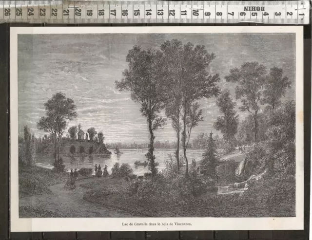 G527 / Gravure /  Paris / Lac De Gravelle Dans Le Bois De Vincennes