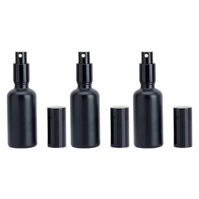 Botella de spray de aceite esencial mini botella de spray botellas de spray cosmético vidrio negro