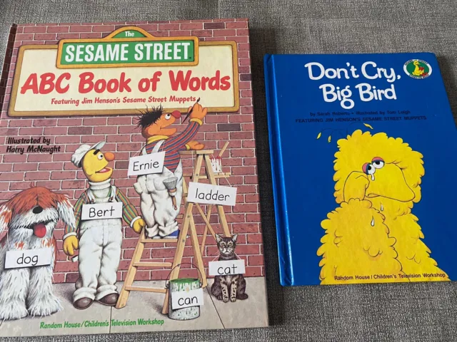 Vintage Sesame Street Hardcover Book Lot- ABC Book Of Words & Don’t Cry Big Bird