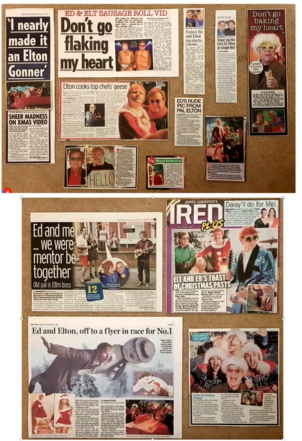 Ed Sheeran & Elton Xmas Single UK Newspaper Magazine Clippings Cuttings