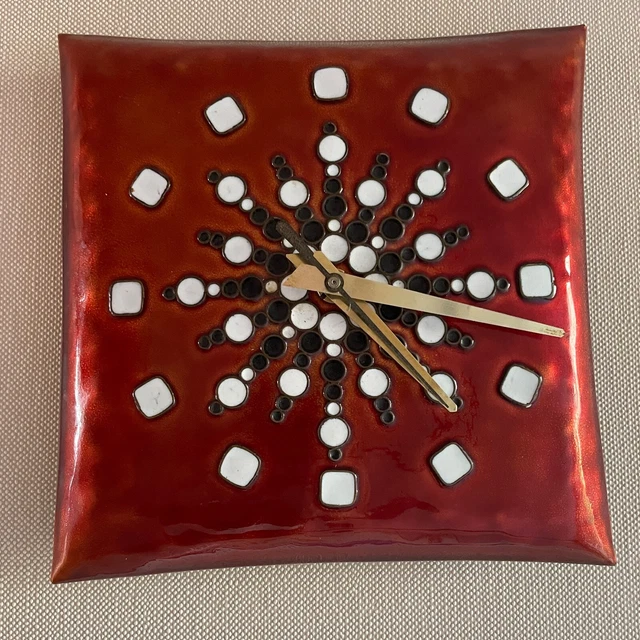 Franco Bastianelli Rare Pendule Emaillee Pop Design 60 Laurana Rame Wall Clock