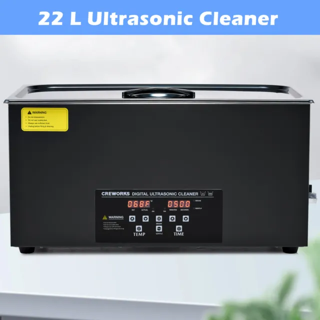 CREWORKS 22L Digital Sonic Cleaner with LED Display 1200W Heater & Degas Mode