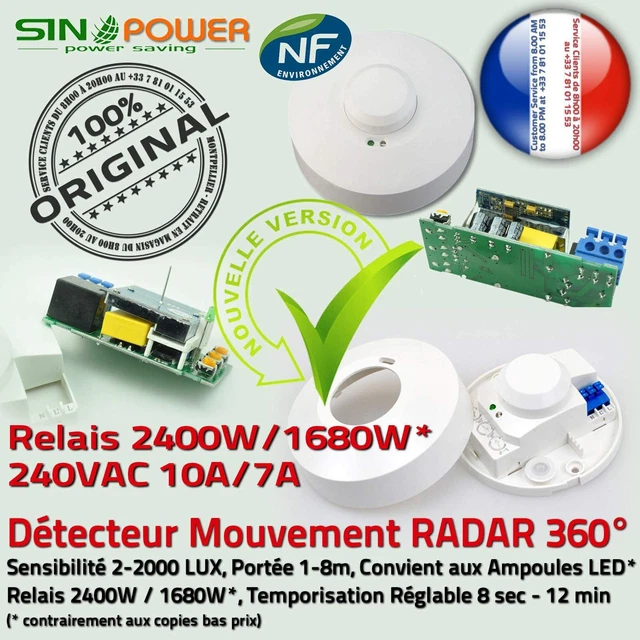 Détecteur de Mouvement Radar 360° Détection de Mouvements et Passage Micro-Ondes