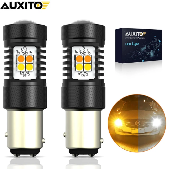 2X Switchback AUXITO LED Turn Front Light Signal Bulbs 1157 2357 White Amber