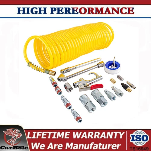 Kit de accesorios de compresor de aire paquete de 20 1/4" 25 ft NPT boquillas de pistola de manguera de retroceso