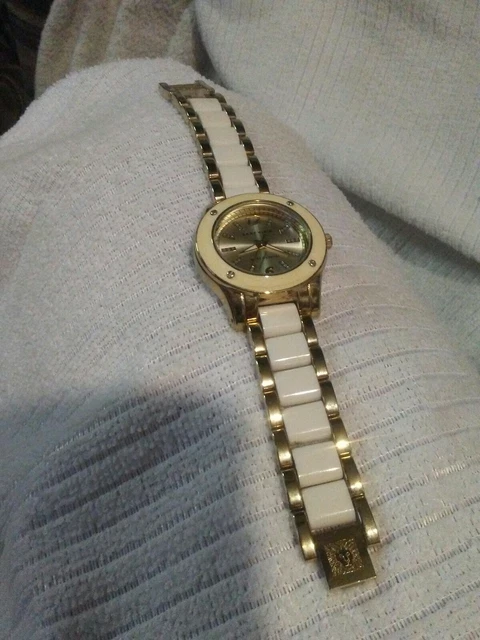 Ladies ANNE KLEIN Two-Tone Rose Gold Bracelet Watch, Analog, Quartz new battery