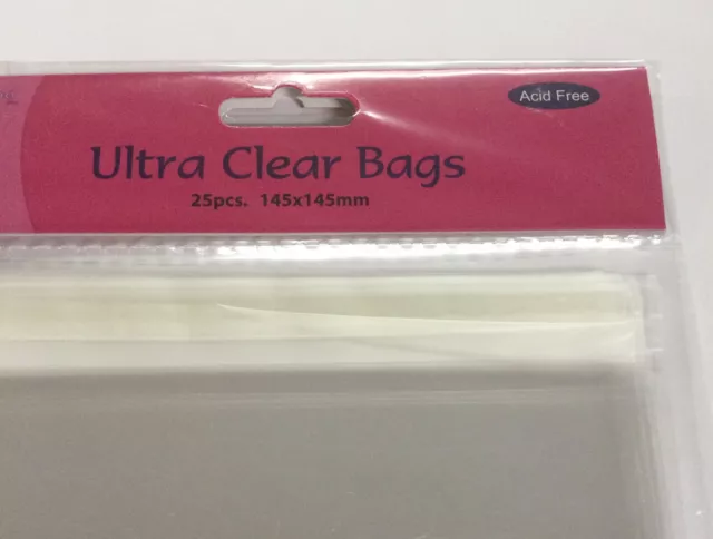 Crafts Too - Bolsas ultra transparentes 145 x 145 mm 25 piezas sin ácido 2