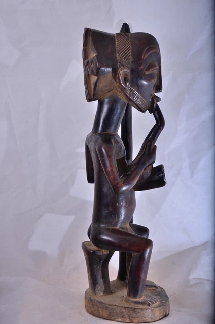 African tribal art Luba pipe smoker statue from congo(DRC) 3