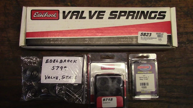 EDELBROCK 5823 VALVE SPRINGS 9715 RETAINERS 5799 SEATS for SOLID ROLLER CAMSHAFT