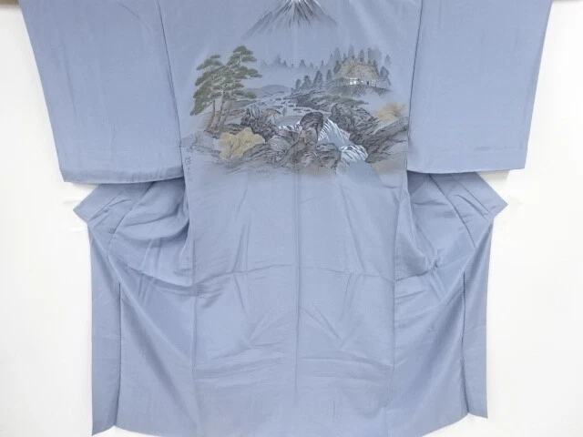 39561# Japanese Kimono / Mens Juban / House & Mt.fuji