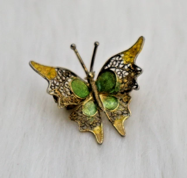 Grande Broche Vintage Or Et émail Cloisonné – Bijou Fantaisie élégant Pour Femme