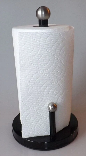 Moderno Elegante Portatoallas de Papel Negro Objetivo Independiente Usado En Excelente Condición Bolas de Acero Inoxidable