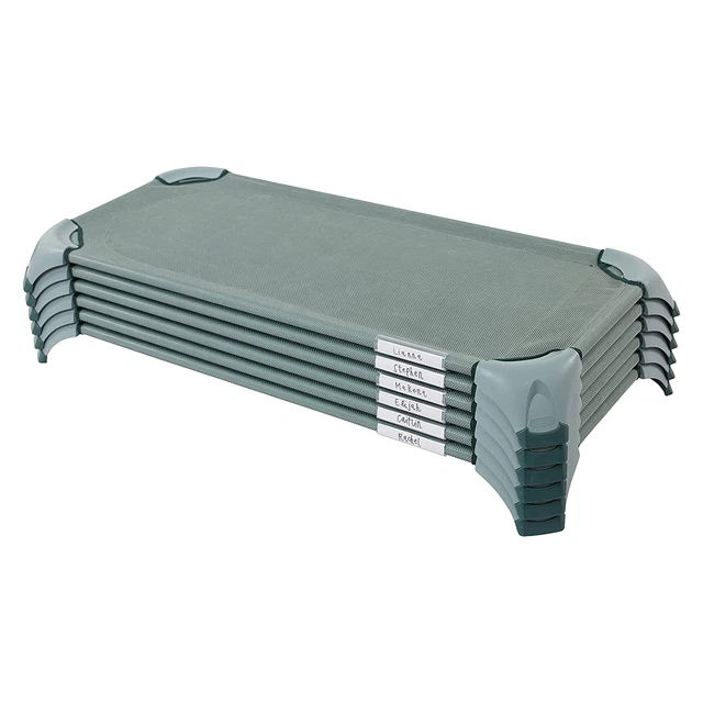 Stackable Cozy Cot with Storage, Classroom Furniture, Sage, 6-Pack