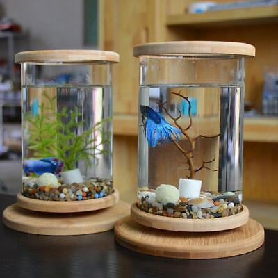 Small Fish Tank Decor Fish Bowl Accessories Betta Glass Aquarium Bamboo V1F2