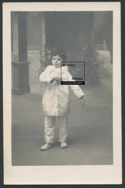 Foto 1918 Algier Karneval Fasching Knabe trägt Harlekin Kostüm Tiny Carnival Boy